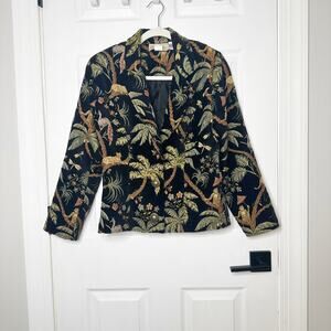 Vintage Painted Pony Size Small‎ Tapestry Blazer Jungle Print Two Button